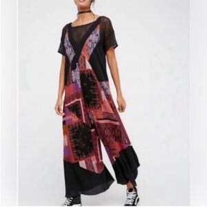 Free People All Patched Up Jumpsuit Black